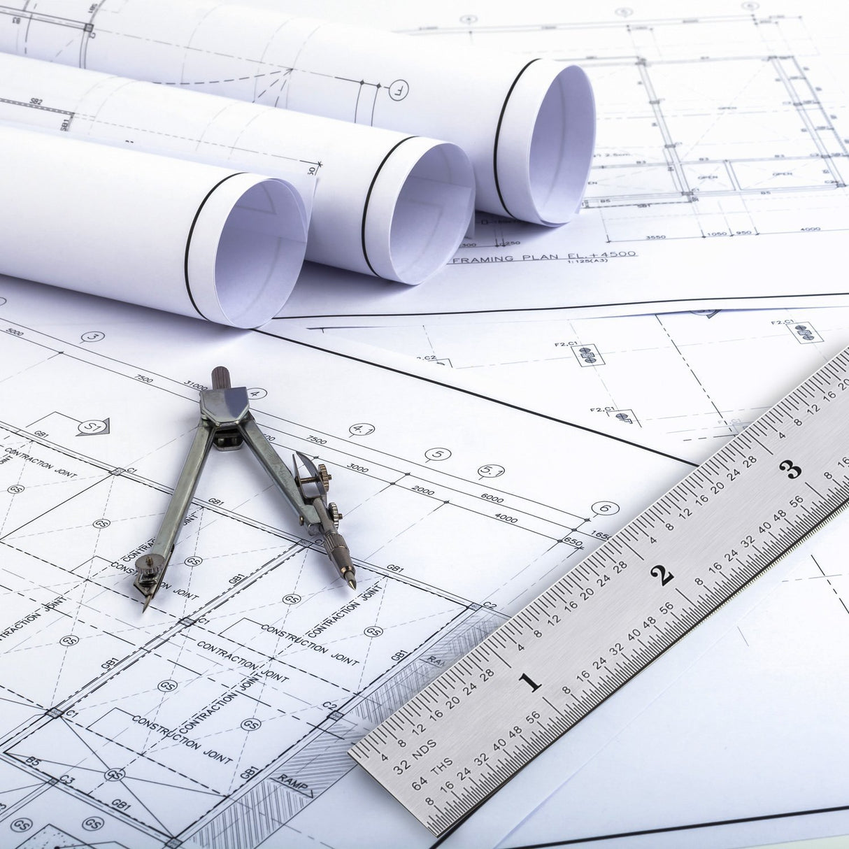 eBoot 2 Pack Stainless Steel Ruler Machinist Engineer Ruler, Rigid Metal Ruler with Inch Graduations 1/8, 1/16, 1/32, 1/64 Inch for Engineering, EBOOT