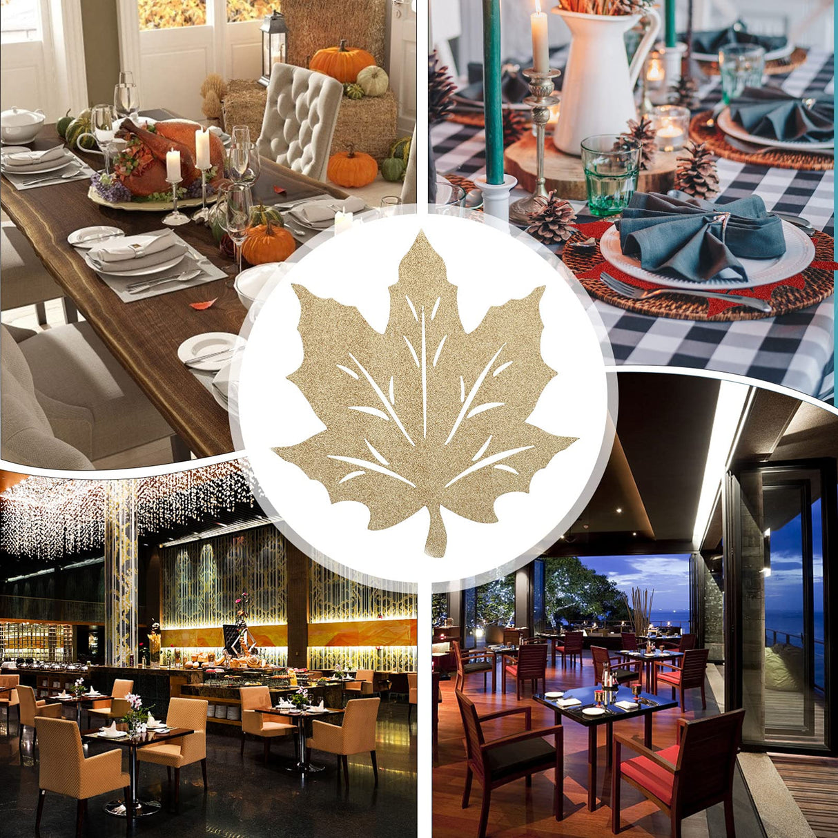 VOSAREA 2pcs Thanksgiving placemats Felt Place mats Thanksgiving Autumn Maple Leaves Cutout Felt Coasters Autumn Harvest Table mats Orange Suit VOSAREA