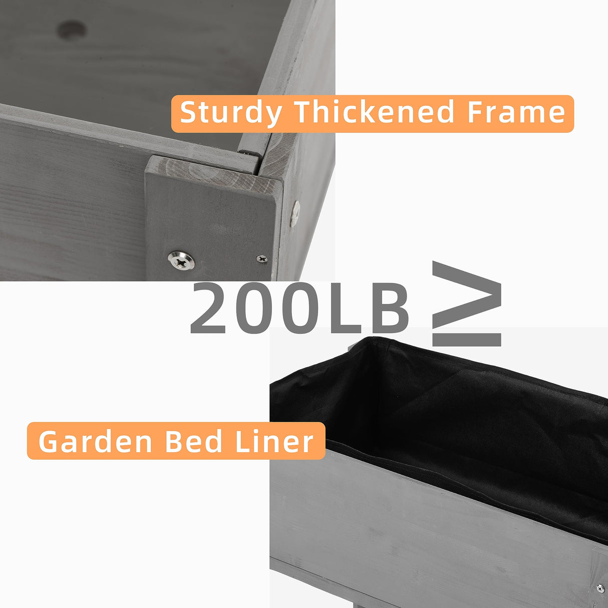 Raised Garden Bed with Legs, 31x16x31'', Outdoor Wood Elevated Planter Box, Grey Cedar, Thick Legs, w/Liner SoliWood
