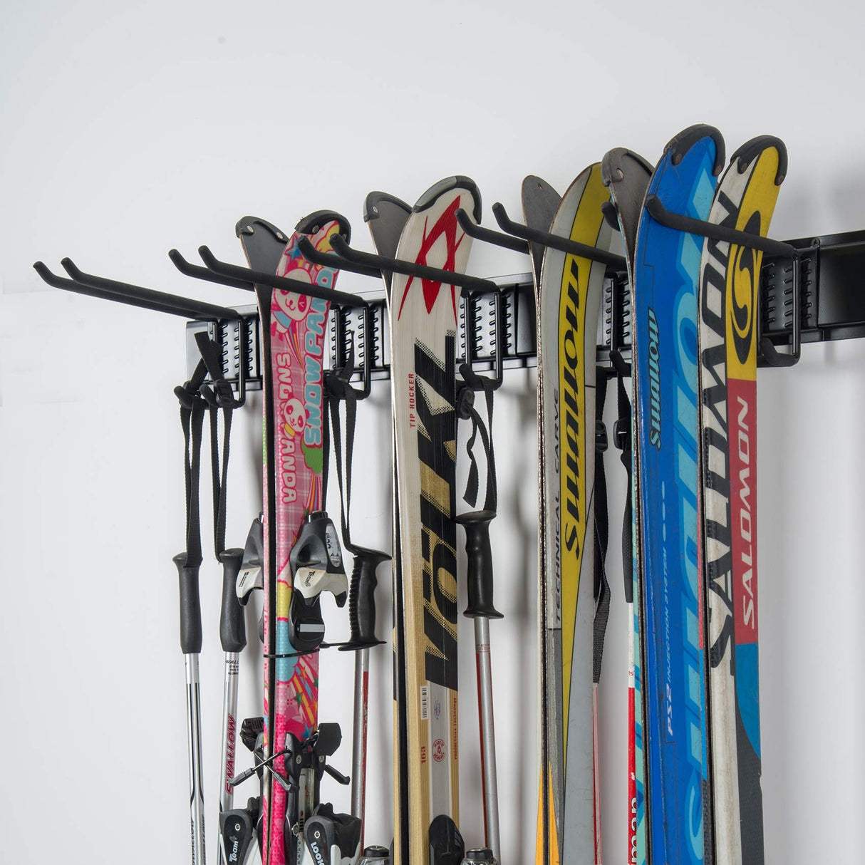 WALMANN Garage Storage Organization System Ski Wall Rack 10 Pairs of Skis Mount Hanger Home Shed and Garage Snowboard Wall Rack System Holds Up to Walmann