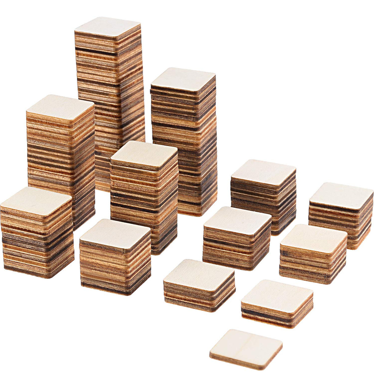 Unfinished Wood Pieces Blank Wood Squares Round Corner Wooden Cutouts for DIY Supplies, Craft, Decoration, Laser Engraving Carving (1 x 1 Inch, 200 Boao