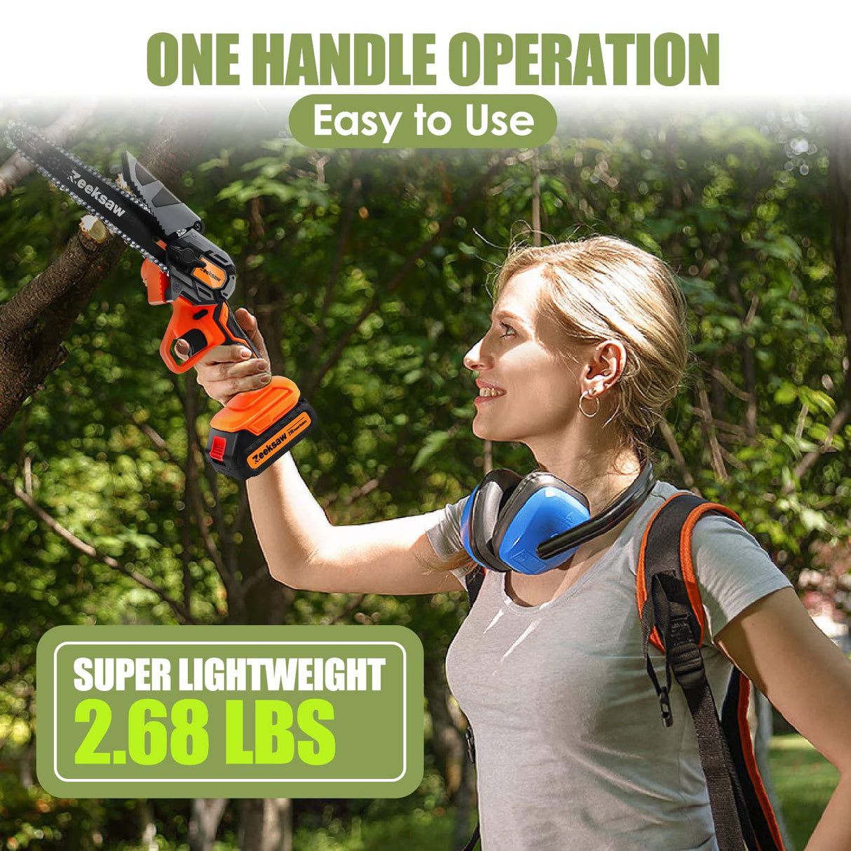 Mini Chainsaw 6 Inch Cordless, Zeeksaw Super Power Hand Chain Saw with Batteries, Electric Mini Cordless Chainsaw Battery Powered, Handheld Small Zeeksaw