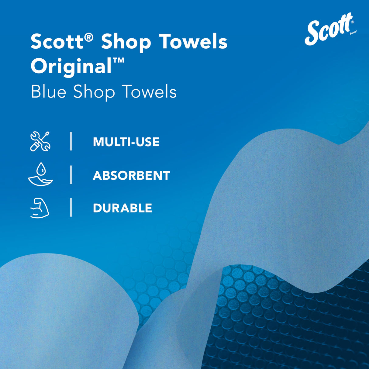 Scott® Shop Towels Original (75190), Blue, Pop-Up Dispenser Box (200 Towels/Box, 8 Boxes/Case, 1,600 Towels/Case) SCOTT SHOP ORIGINAL
