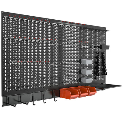 TORACK Metal Pegboard Wall Organizer for Garage, 109PCS Pegboard Accessories Organizer Kit with Pegboard Bins, Hooks, Peg Locks, Pegboard Storage