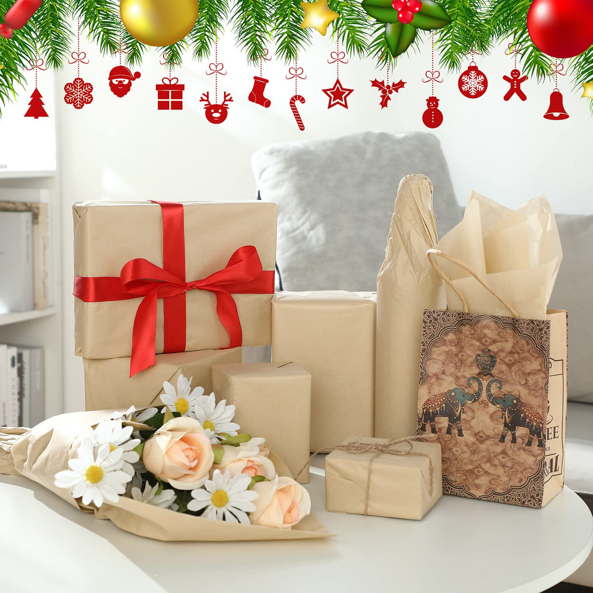 300 Sheets Kraft Tissue Paper 14 x 20 Inches Wrapping Paper Bulk Tissue Paper Decorative for School Baby Shower Graduation Weddings Birthday DIY Bags Fuutreo