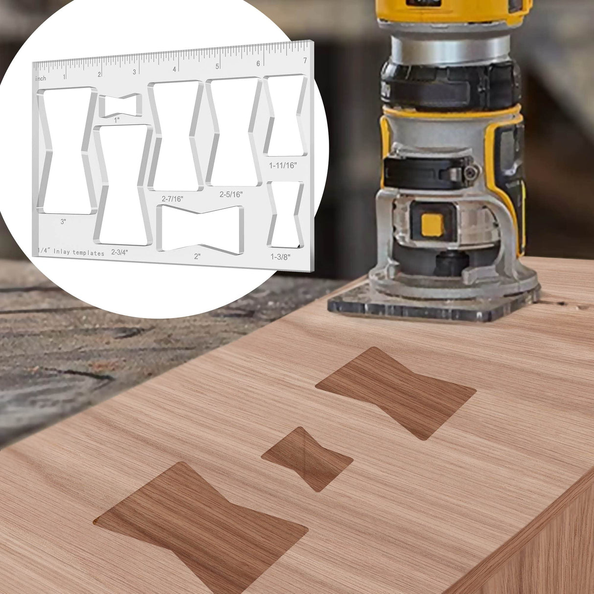 Hecfu 8 in 1 Router Template for Woodworking, Router Jig Bowtie Template, Bowtie Router Template Jig Kit, Butterfly Inlay Template Decorative Hecfu