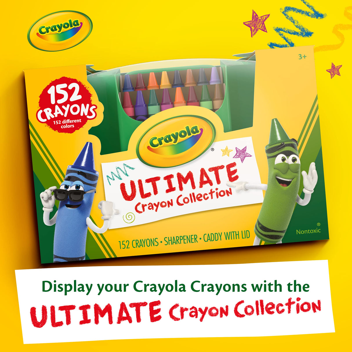 Crayola Ultimate Crayon Box Collection (152ct), Bulk Kids Crayon Caddy, Classic & Glitter Crayons, Gifts, Ages 3+ Crayola