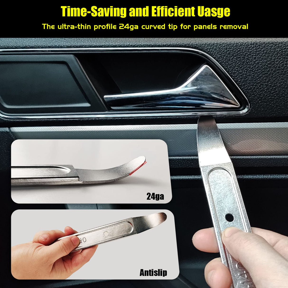 Kathleno 4140 Pry Tool, Pry Bar Trim Removal Tool Pry Tool, Pocket Mini Pry Bar, Door Panel Removal Tool, Removing Auto Trim Interior and Exterior Kathleno