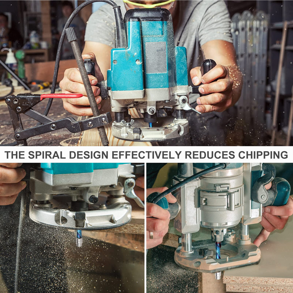 Downcut Spiral Flush Trim Router Bit, 1/4 Inch Shank Solid Carbide Flush Trim Router Bits Spiral with Nano Coated by EANOSIC (1/4" Shank Down-Cut) EANOSIC