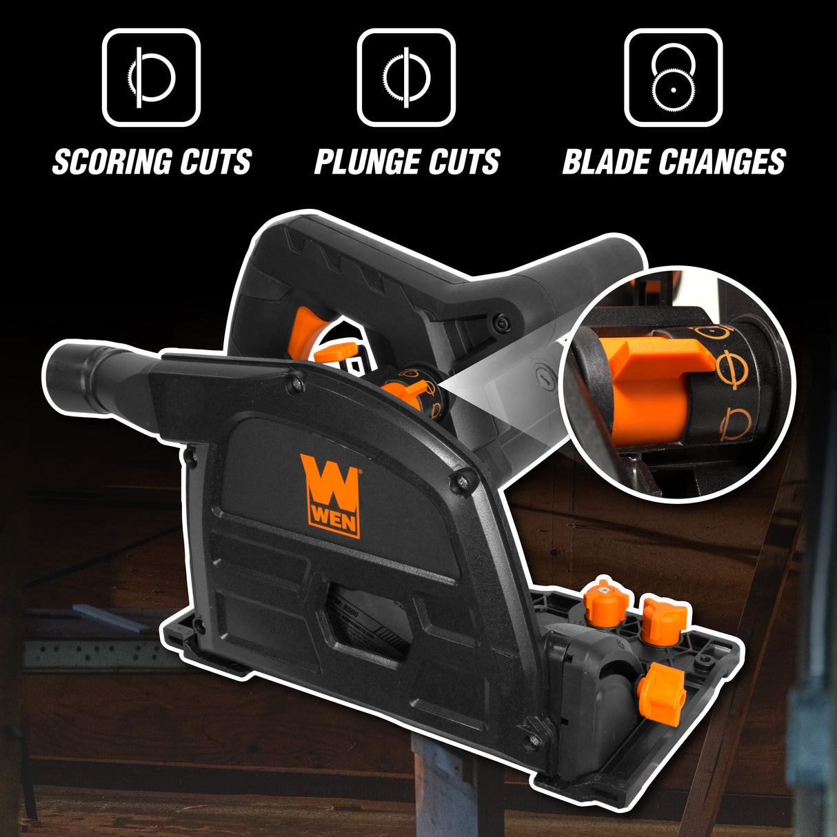 WEN CT1065 10-Amp 6.5-Inch Plunge Cut Sidewinder Circular Track Saw,Black WEN