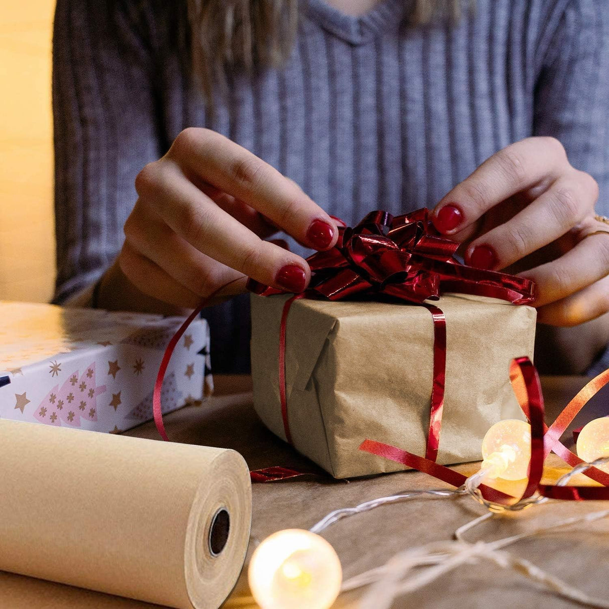 PONGHEI Brown Kraft Paper Roll 12" x 100ft (1200 Inch) for Gift Wrapping Packing, Brown Paper for Arts Crafts, Kraft Paper for Bulletin Board Poster PONGHEI