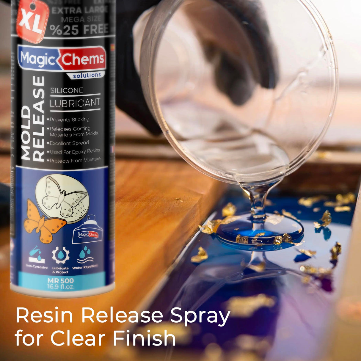 Mold Release, Silicone Mold Release Spray (16.9 fl oz / 500ml) Mold Release for Epoxy Resin and Candle Mold Release Spray (1 Pack Mega Size) Magic Chems