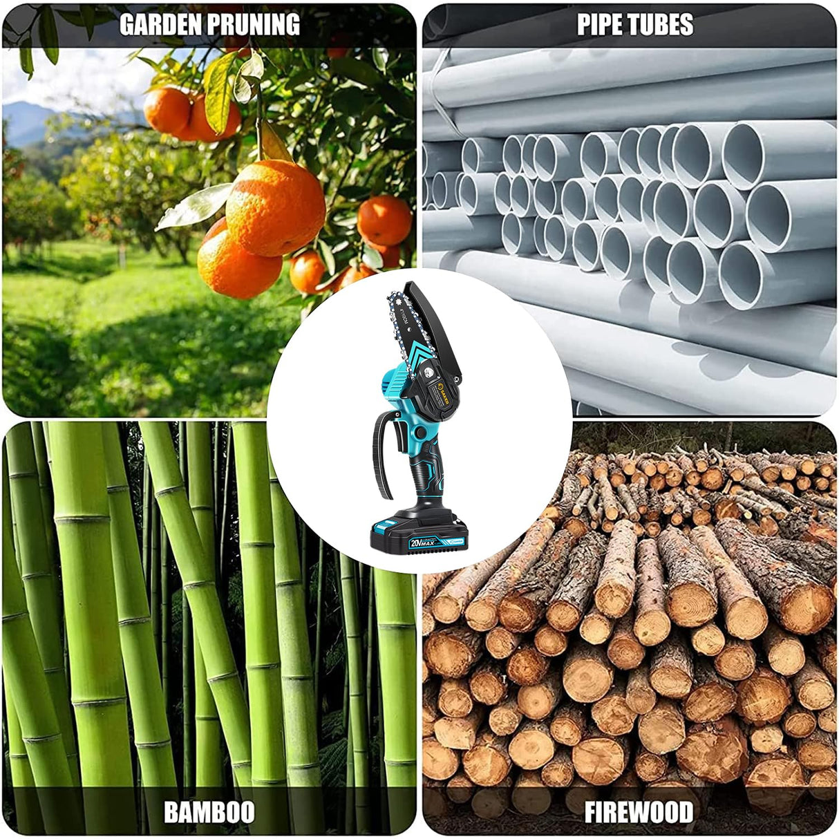 Saker Mini Chainsaw,Portable Electric Chainsaw Cordless,Handheld Chain Saw Pruning Shears Chainsaw for Tree Branches,Courtyard,Household and Saker