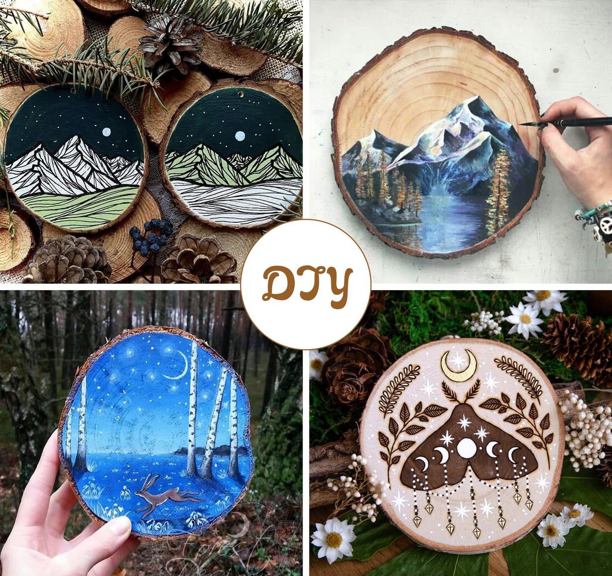 Lemonfilter Natural Wood Slices Craft Wood Kit Wooden Circles Unfinished Log Wooden Rounds for Arts Crafts Wedding Christmas DIY Projects (20-22CM) Lemonfilter