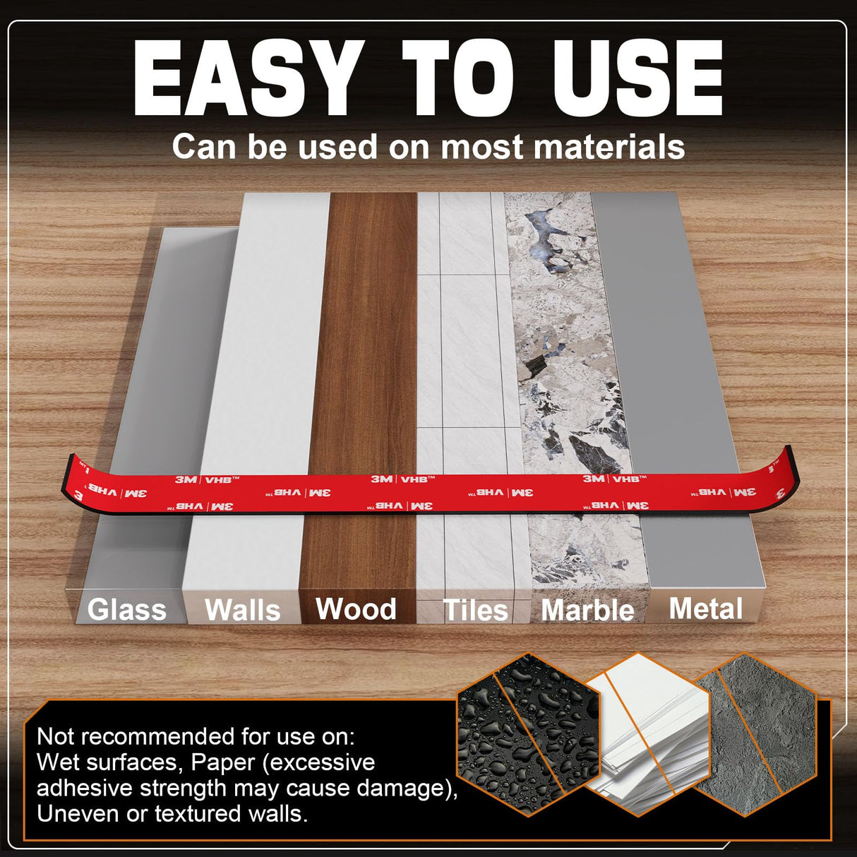 3M Double Sided Tape Heavy Duty 10FT,Double Sided mounting Tape for Walls,3M vhb Strong Double Sided Tape Heavy Duty for Car, ED Strip Light, tapify