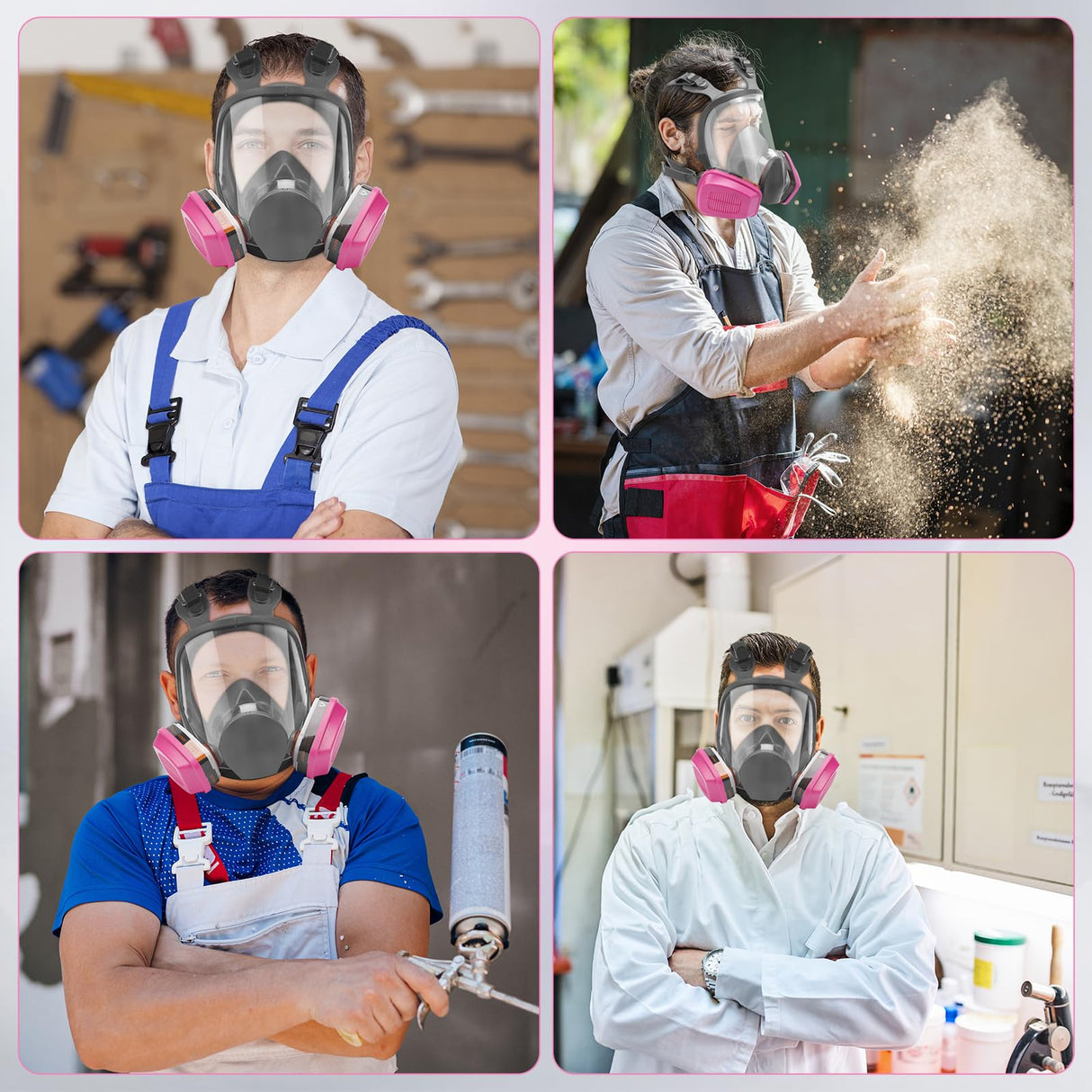 Full Face Respirator Mask with 60925 Filters - Reusable Full Face Gas Masks Survival Nuclear and Chemical,Ideal for Paint, Dust, Spraying, Chemicals, Panbear