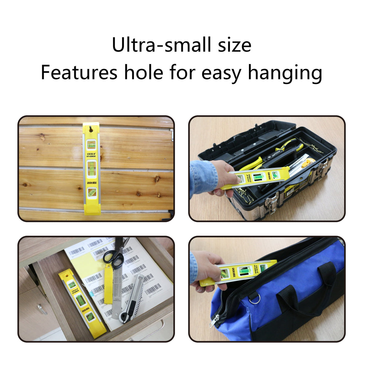 DOWELL 9 Inch Magnetic Box Level Torpedo Level,3 Different Bubbles/45°/90°/180°Measuring Shock Resistant Torpedo Level DOWELL