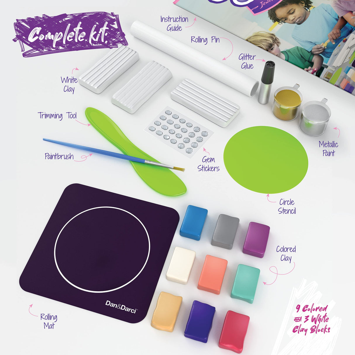 Craft 'n Clay - Jewelry Dish Making Kit for Kids and Tween Girls Ages 8-14 Year Old - Best DIY Arts & Crafts Gifts - Creative Toys for Preteen & Dan&Darci