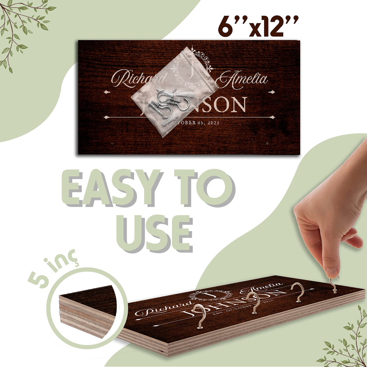 Zexpa Apparel Personalized Wood Key Hook for Couple Mr Mrs Customized Wooden Wall Key Rack, Custom Wedding Date Zexpa Apparel