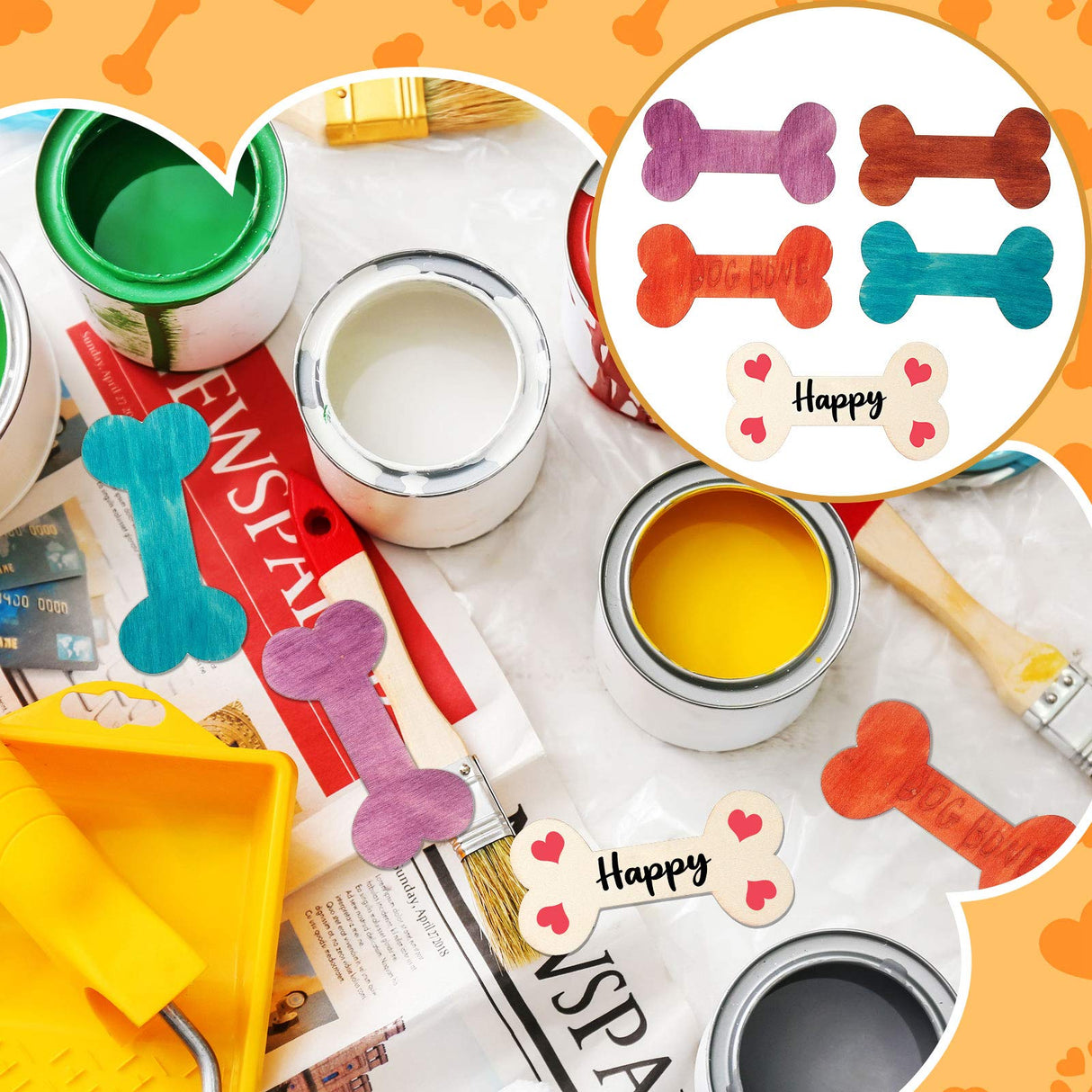 40 Pieces 4.3 x 2.2 Inches Wood Dog Bone Cutouts Unfinished Wood Dog Bone Plain Bone Shaped Wood for Crafts Wooden DIY Projects Home Decoration Jetec