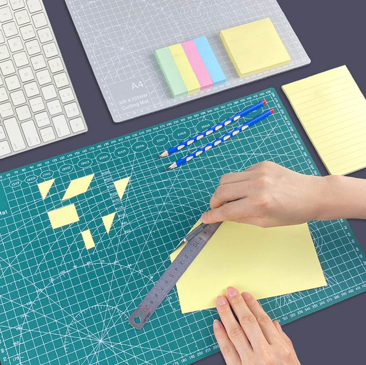 Self Healing Sewing Mat, Exacto Knife Precision Carving Craft Hobby Knife Kit for DIY Art Work Cutting, Hobby, Stencil, Scrapbooking-A4(9"x12") Jneoace