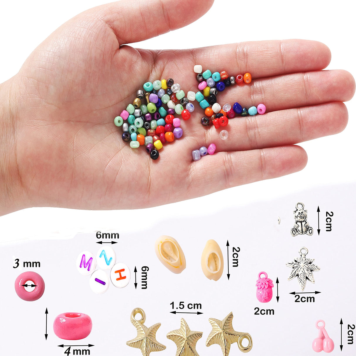 YITOHOP 8800+pcs 4mm 12/0 48 Colors Glass Seed Beads, Charms Bracelet Jewelry Making Beads Kit Gifts for Teen Girls Crafts for Girls Ages 8-12 YITOHOP