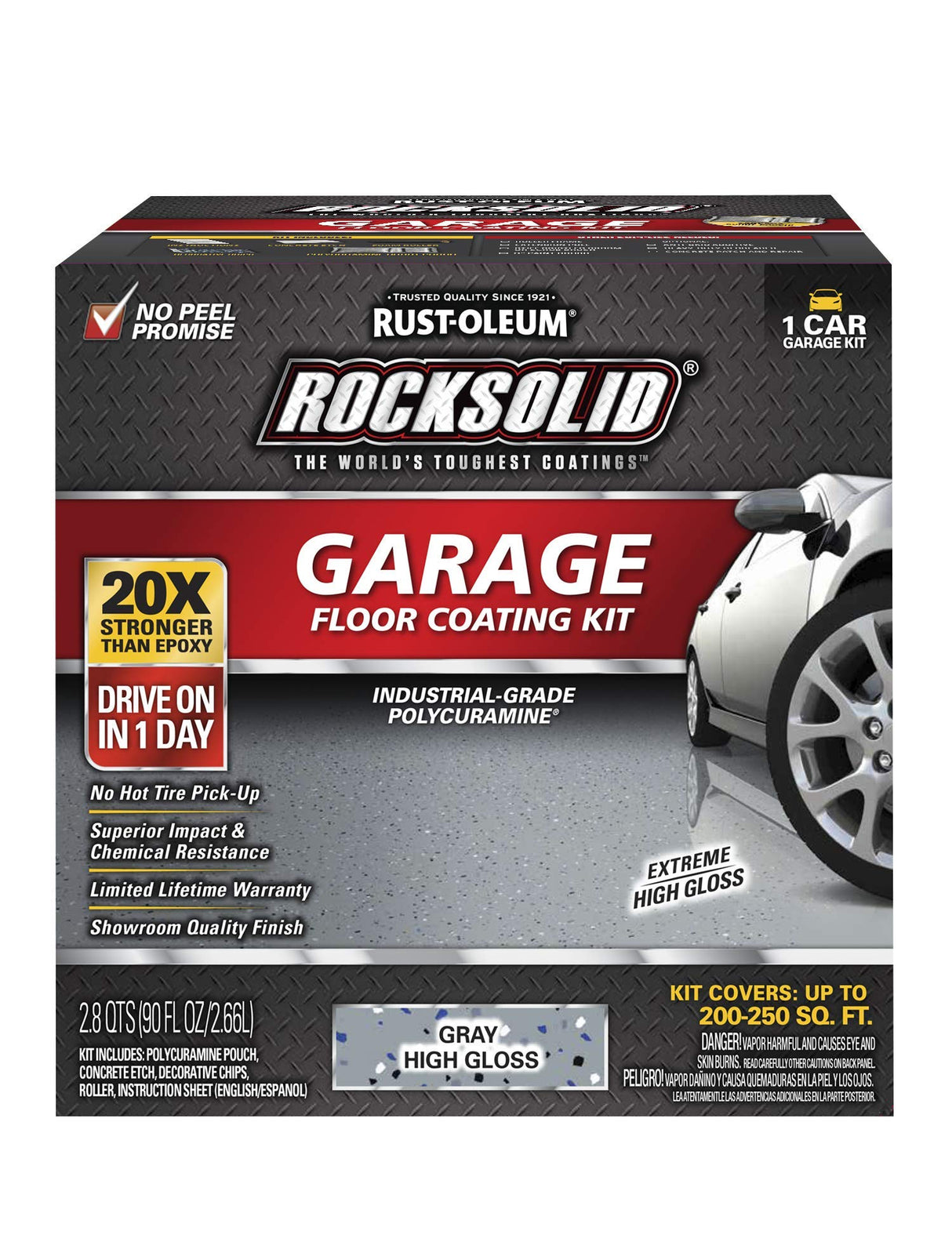 Rust-Oleum 60003 Rocksolid Polycuramine Garage Floor Coating, 6 Piece Set, Gray, 1 Car Kit Rust-Oleum