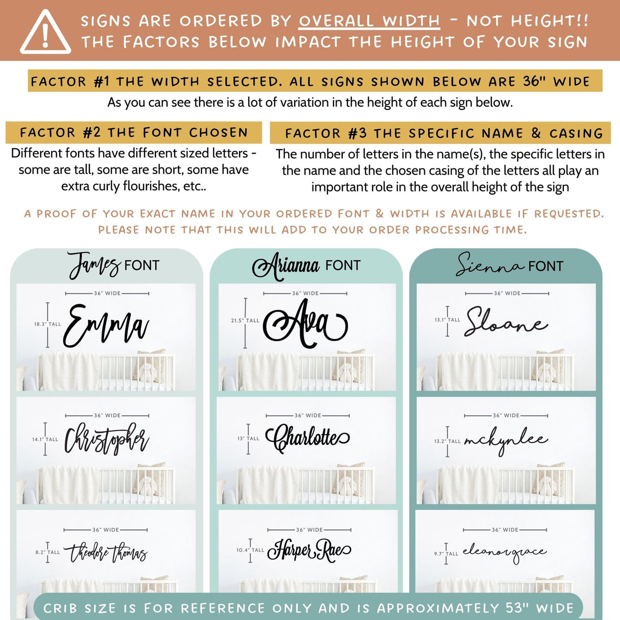 Custom Wood Name Sign for Nursery or Kids Room | Instant Font Preview + Multiple Styles Available Unpainted, Painted, or Stained | Personalized Baby Adoren