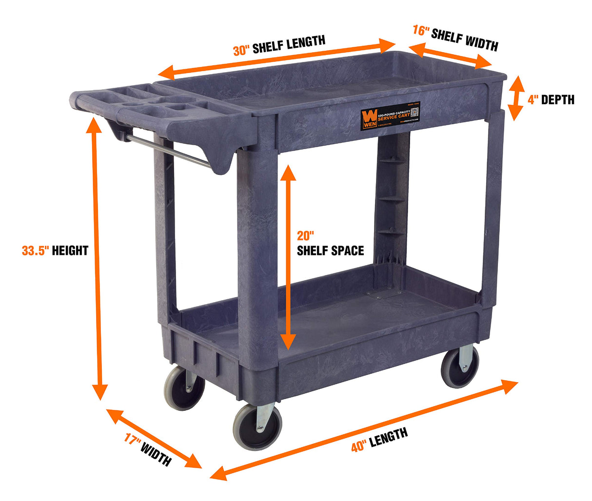 WEN Service Utility Cart, 500-Pound Capacity, 40 x 17-Inch WEN