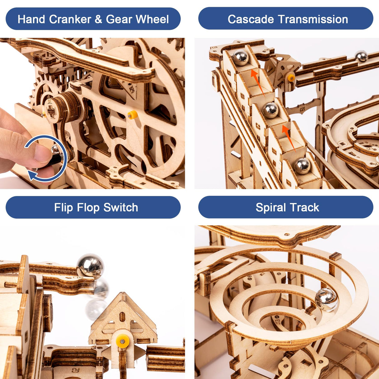 Rowood 3D Puzzles for Adults, Wooden Marblr Run Model Kit, DIY Building Kits for Adults to Build, Craft for Teens, Gift for Adults & Teen Boys Girls, Rowood