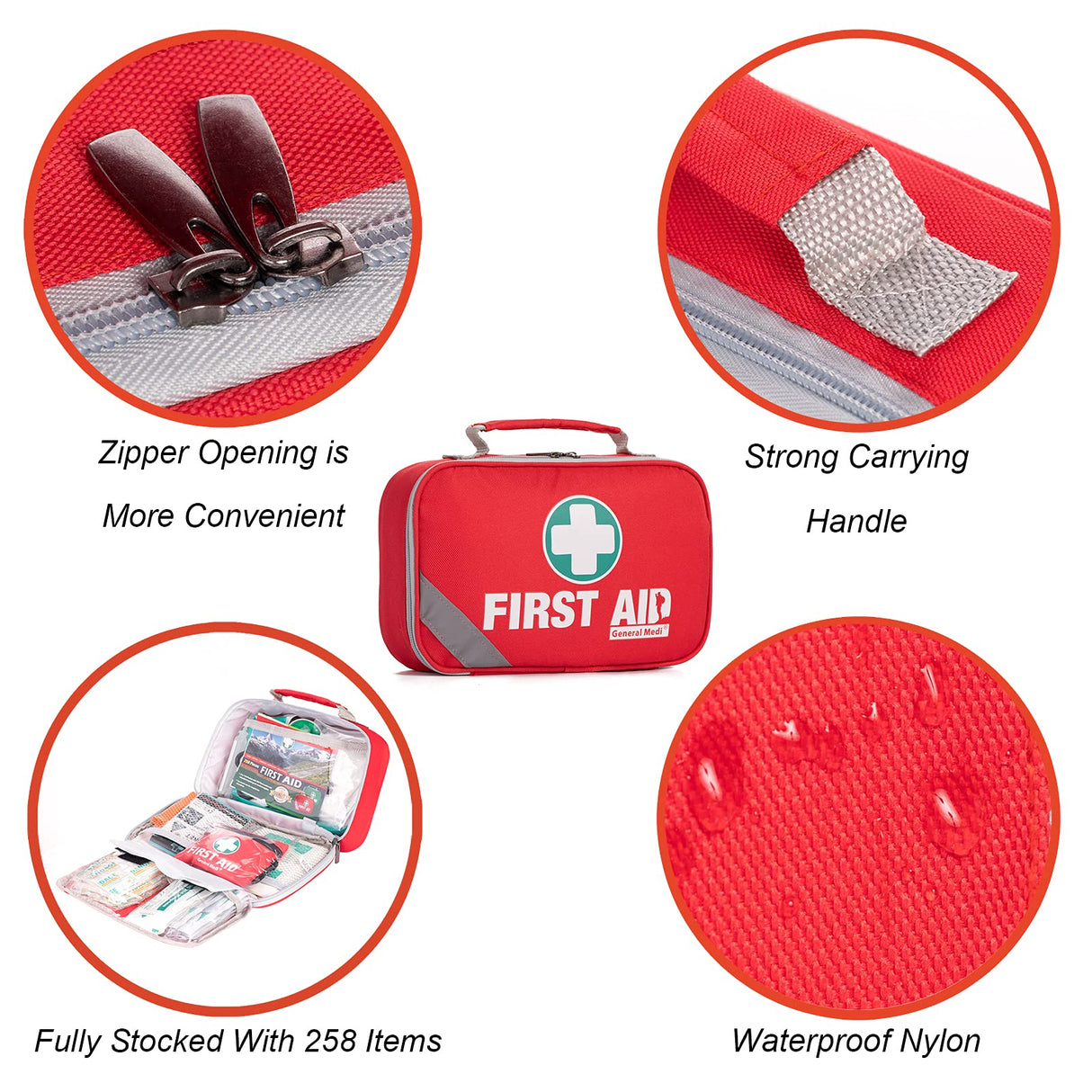 General Medi 2-in-1 First Aid Kit (215 Piece Set) + 43 Piece Mini First Aid Kit -Includes Eyewash, Ice(Cold) Pack, Moleskin Pad and Emergency Blanket General Medi