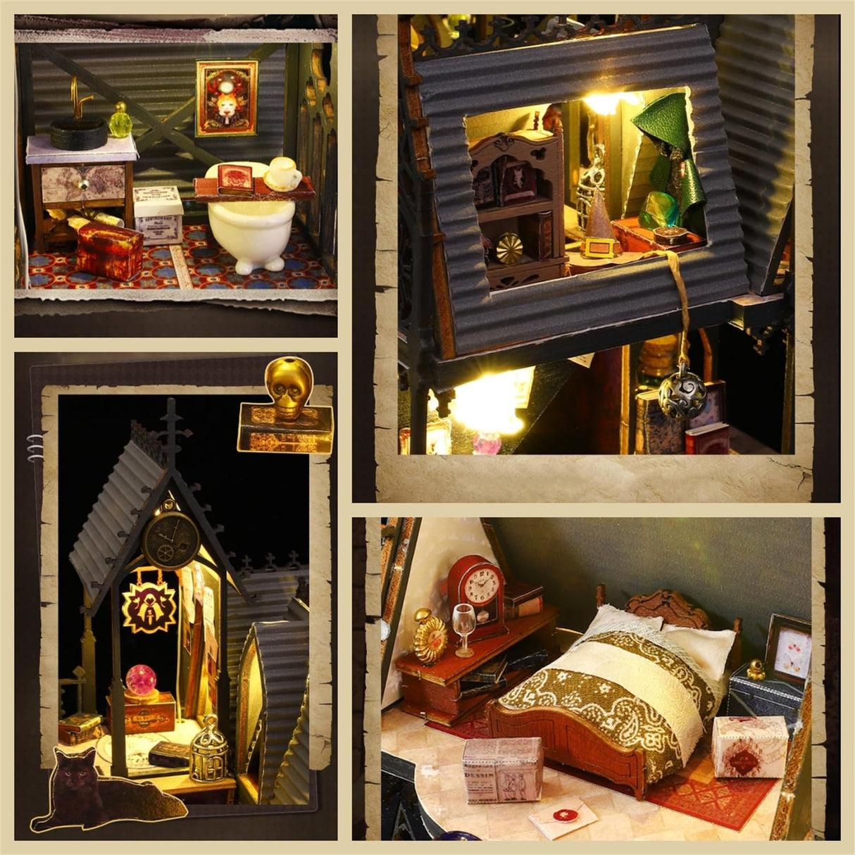 Flever Dollhouse Miniature DIY House Kit Creative Room with Furniture for Romantic Artwork Gift (Luna Magic House) Flever