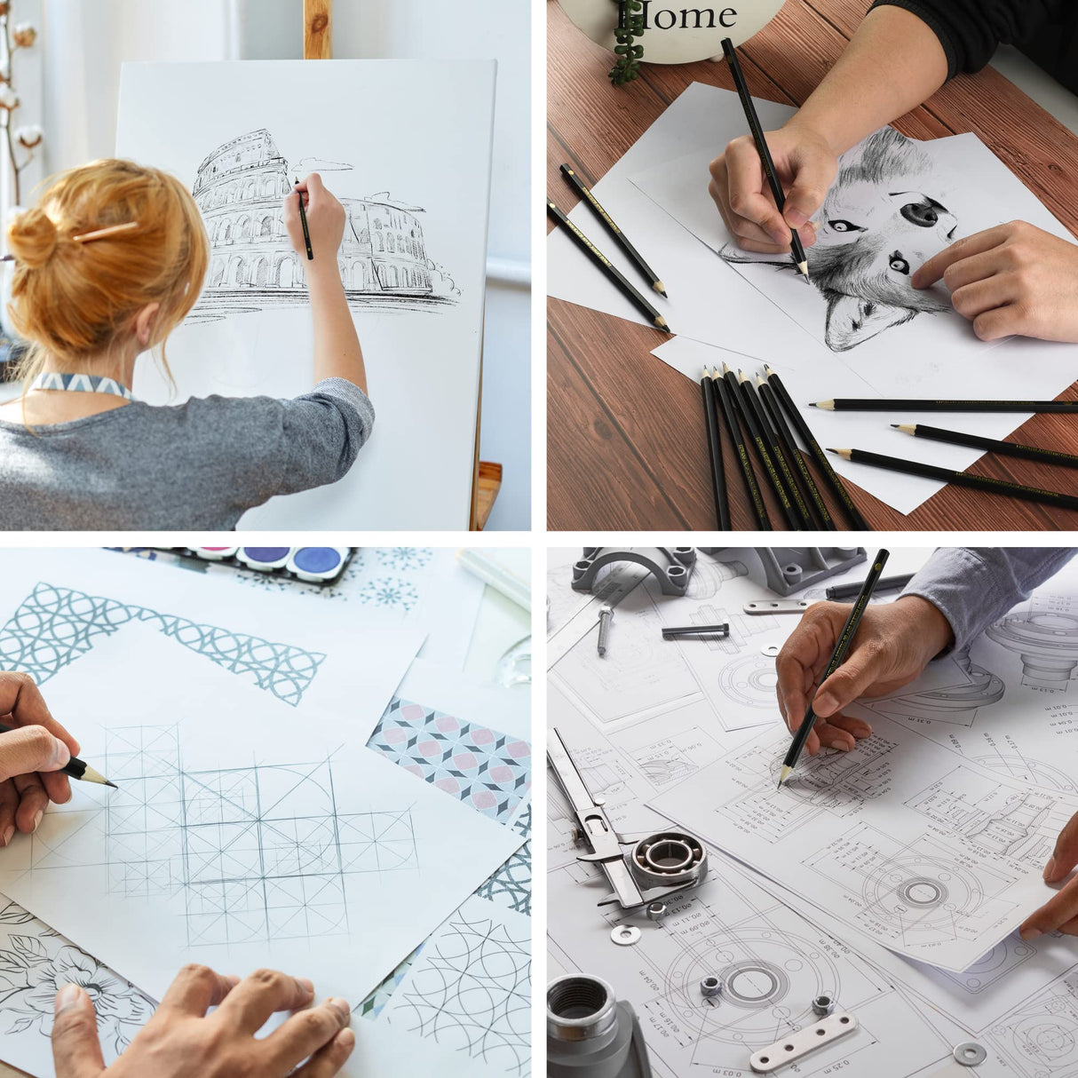 Drawing Pencils Set of 14 (B - 12B) Sketching Pencils for Drawing, Shading & Doodling | Professional Sketch Pencils Graphite Grades for Artists & Luwans