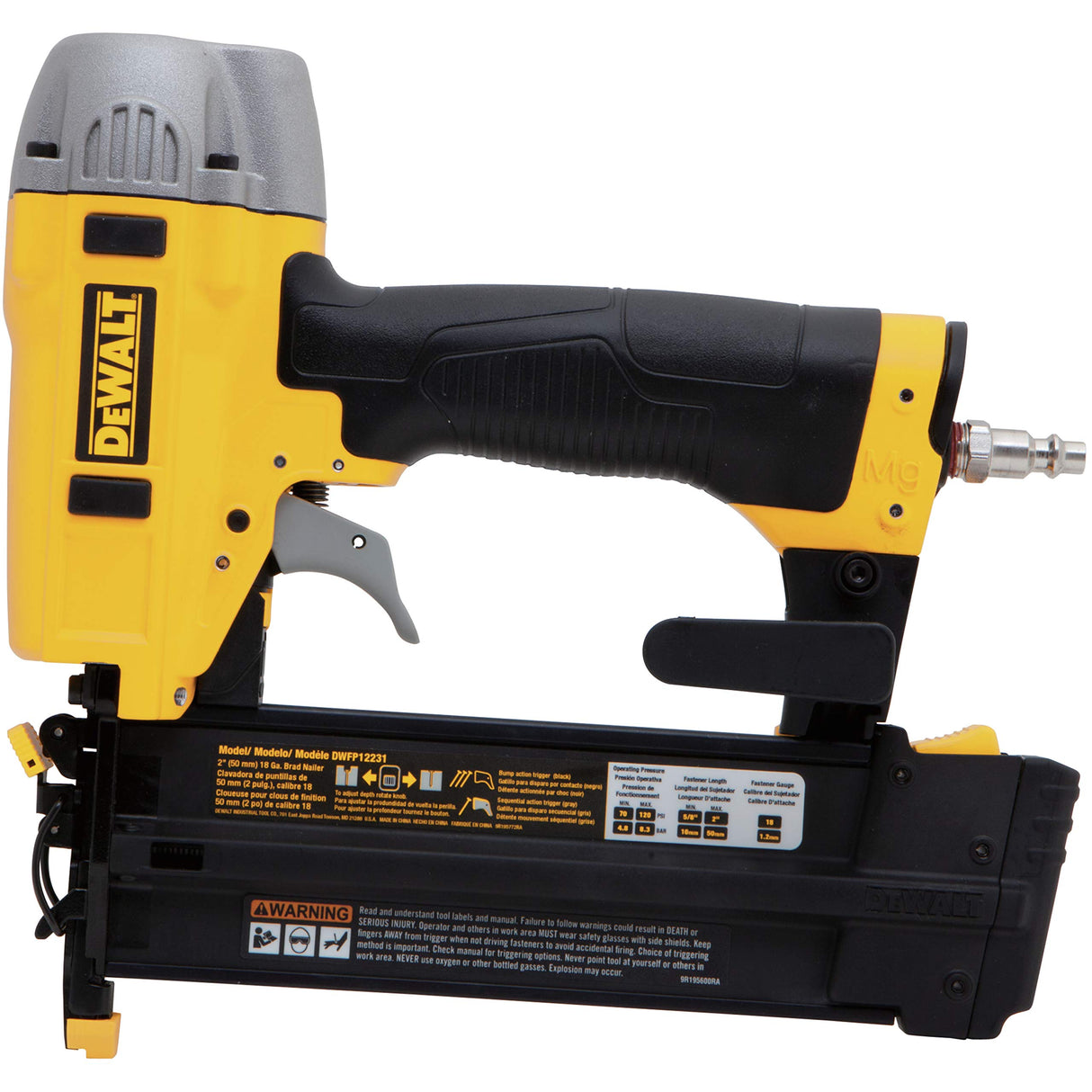 DEWALT Brad Nailer, Drives 18GA Finish Nails 5/8 in. to 2 in., Tool-Free Jam Release (DWFP12231) DEWALT