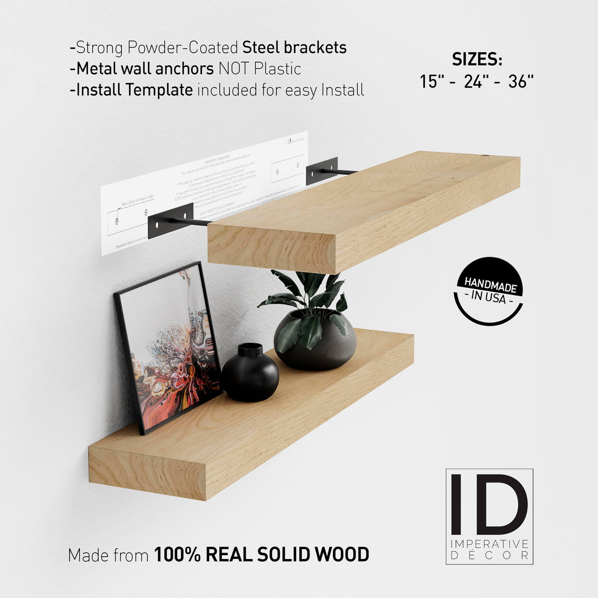 Rustic Floating Wall Shelves Set of 2 by Imperative Décor - Versatile Wooden Display for Home and Office Imperative Décor