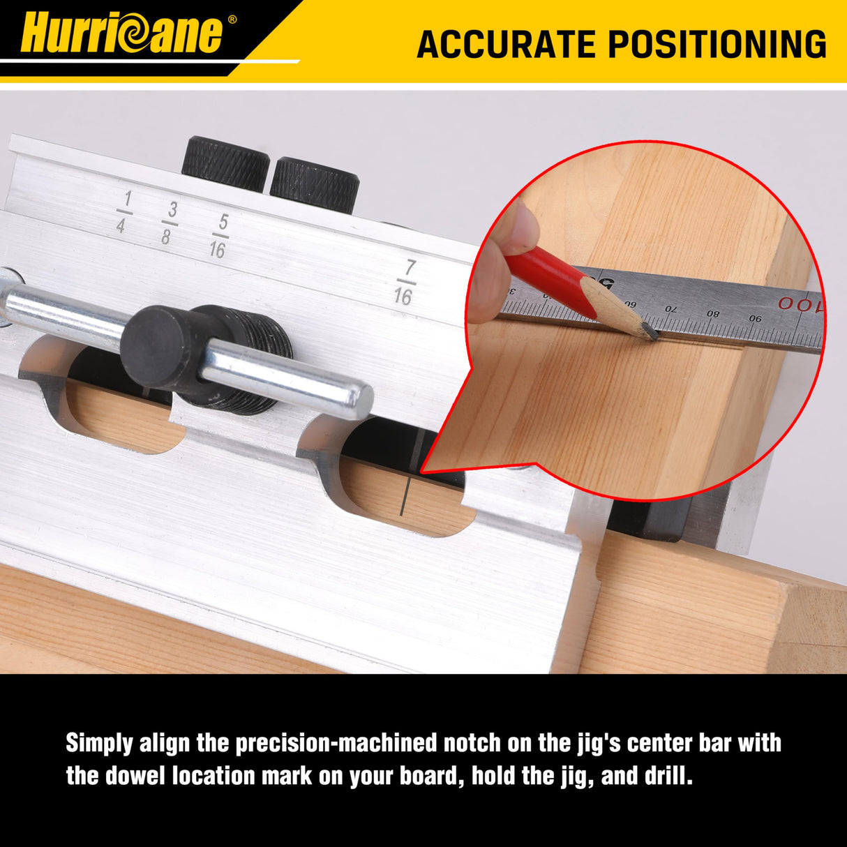 HURRICANE Centering Doweling Jig, Self Center Dowel Jig for Woodworking, Professional Dowel Jig Kit Bushings Set, Drill Guide Bushings Set, Perfect HURRICANE