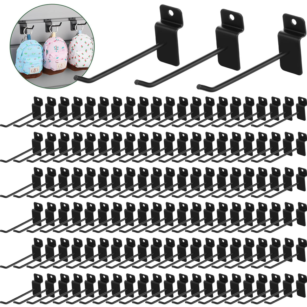 Yaocom 200 Pcs Slatwall Hooks Bulk Metal Slat Wall Hanging Hooks Panel Display Hooks Slatwall Hooks and Hangers for Garage Shop Retail Display Yaocom