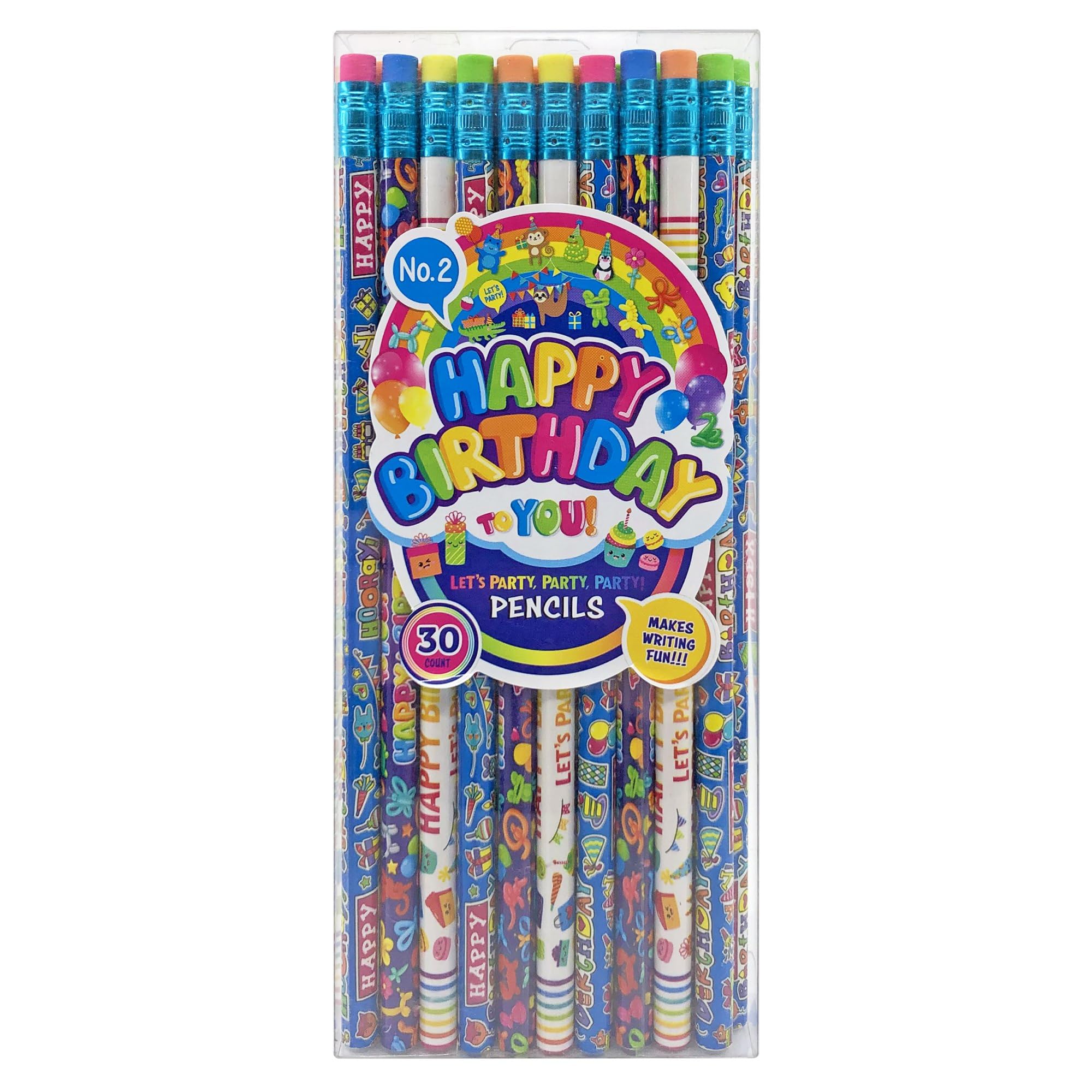 Cra-Z-Art Pencils, Assorted Happy Birthday Designs, Pack Of 30 Pencils