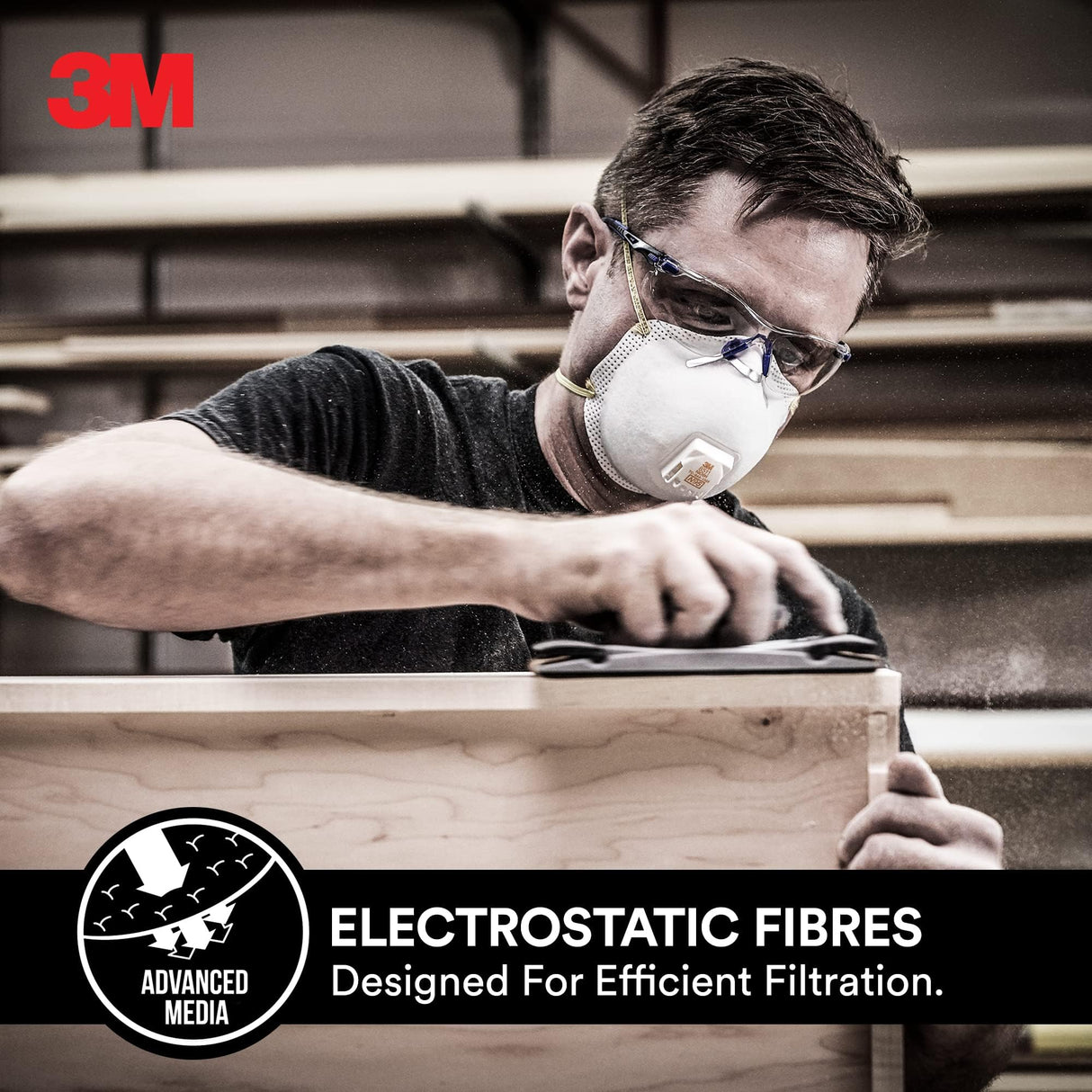 3M All-In-One Respirator, Best for Sanding, Fiberglass, Drywall, Painting, N95, Exhalation Valve Helps Direct Exhaled Air Downward, Relief From Dusts 3M Safety