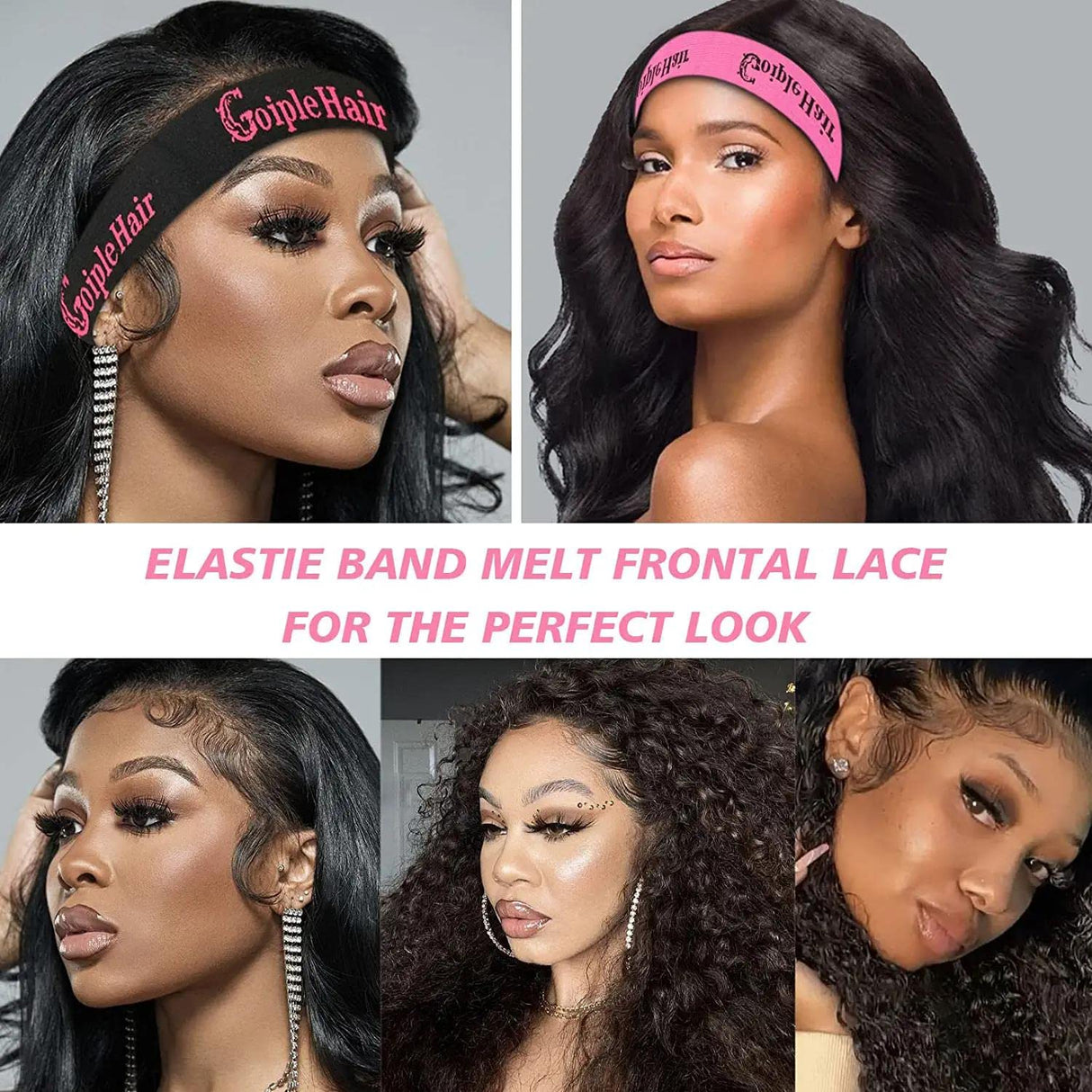 Goiple 3PCS Elastic Bands for Wig Edges, Lace Frontal Melt Wig Melt Band for Lace Front Laying Edges - Adjustable Wig Band Install Accessories with Goiple