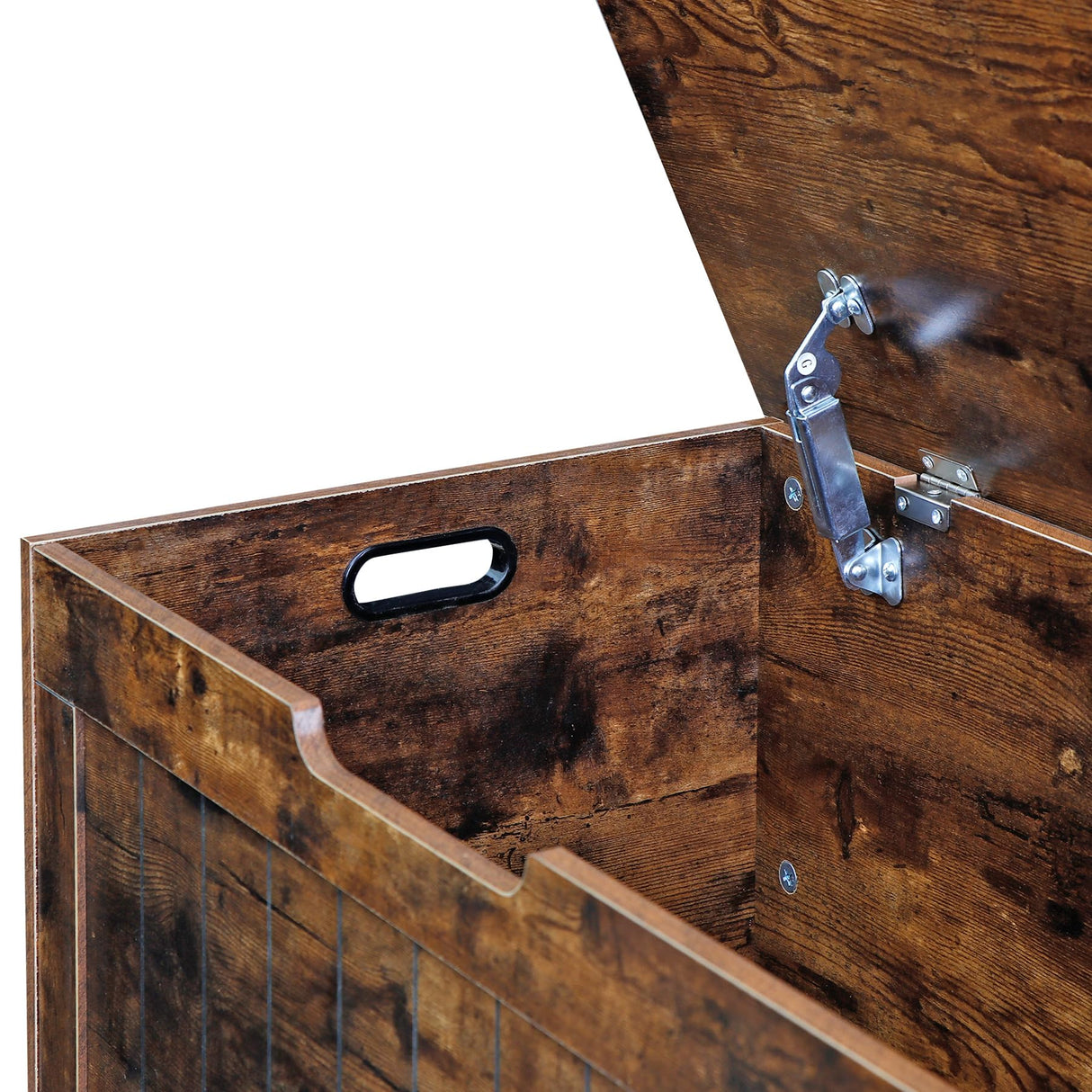 SUPER DEAL Storage Chest, 30 inches Chest Box Organizer with 2 Safety Hinges, Wooden Entryway Storage Bench, Rustic Brown SUPER DEAL