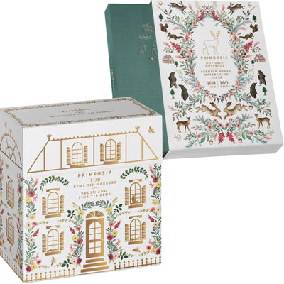 Winter Wonderland – 100 Dual Tip Markers + Winter Teal Dot Grid Journal