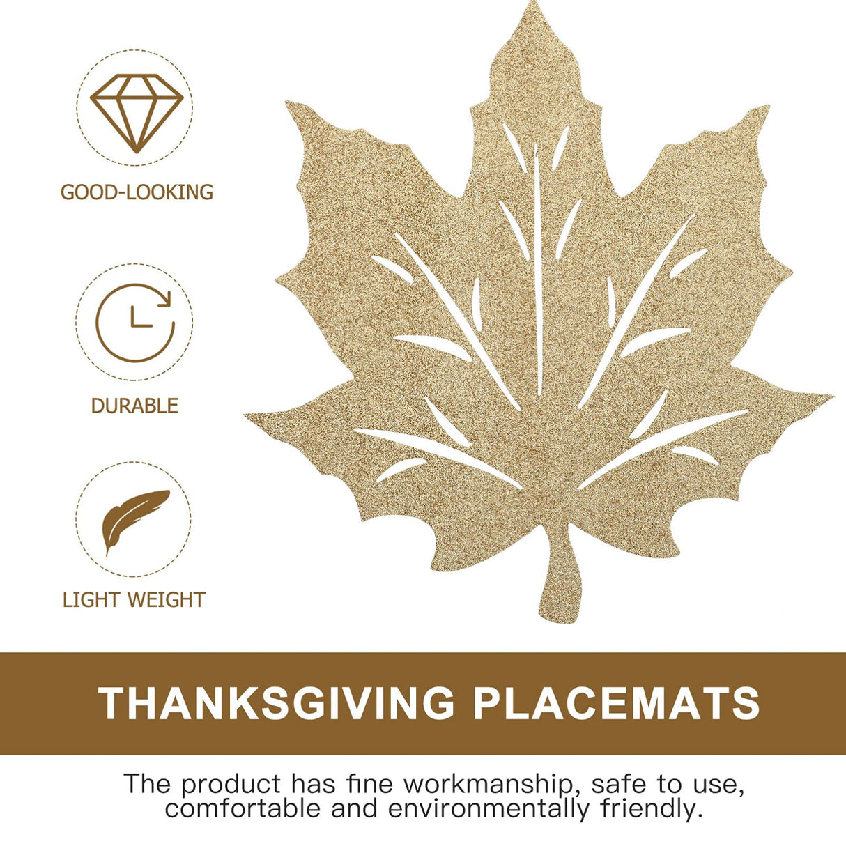 VOSAREA 2pcs Thanksgiving placemats Felt Place mats Thanksgiving Autumn Maple Leaves Cutout Felt Coasters Autumn Harvest Table mats Orange Suit VOSAREA