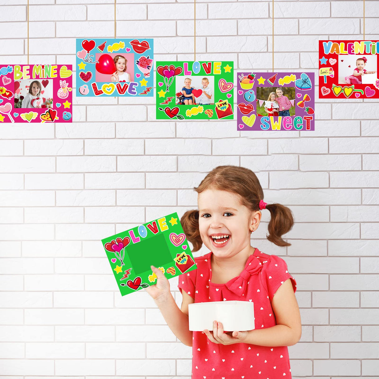 chiazllta 30 Packs Valentine’s Day Picture Frame Craft Kits for Kids Valentines DIY Craft Heart Art Valentine’s Day Party Decoration Favor Home chiazllta