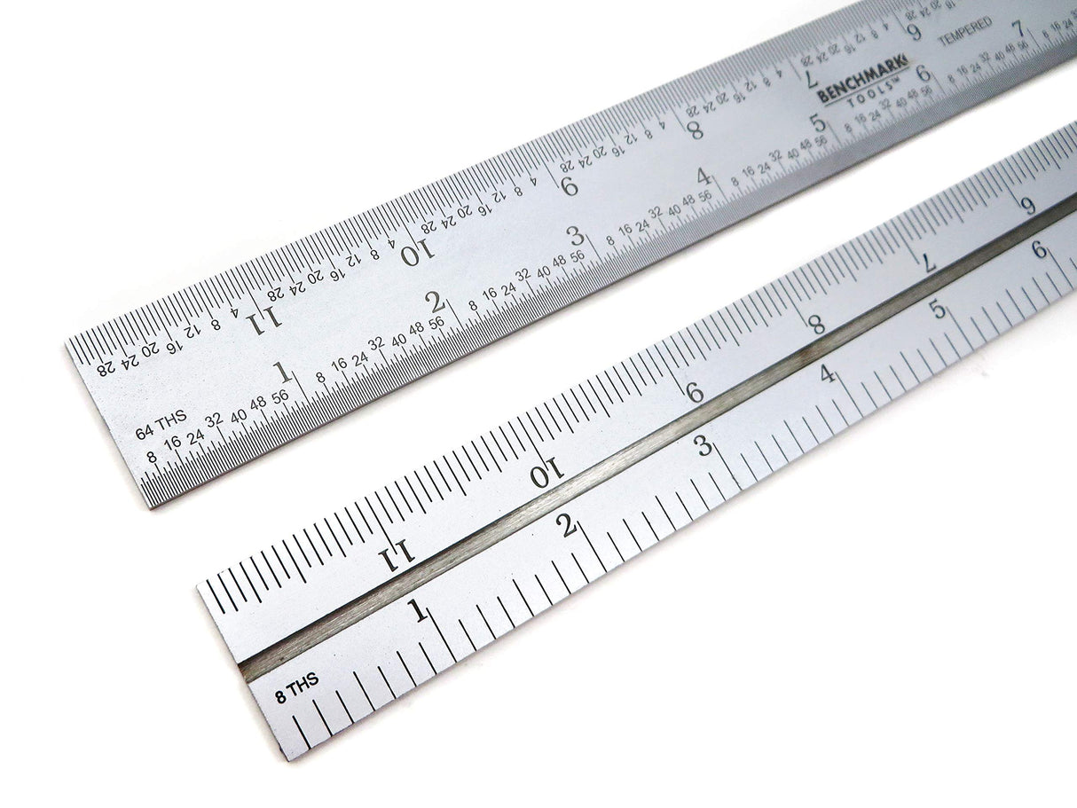 Benchmark Tools 466477 24 inch Combination Square Blade Ruler 4R Markings 1/8, 1/16, 1/32, 1/64 Stainless Steel Non-Glare Satin Chrome Finish Benchmark Tools