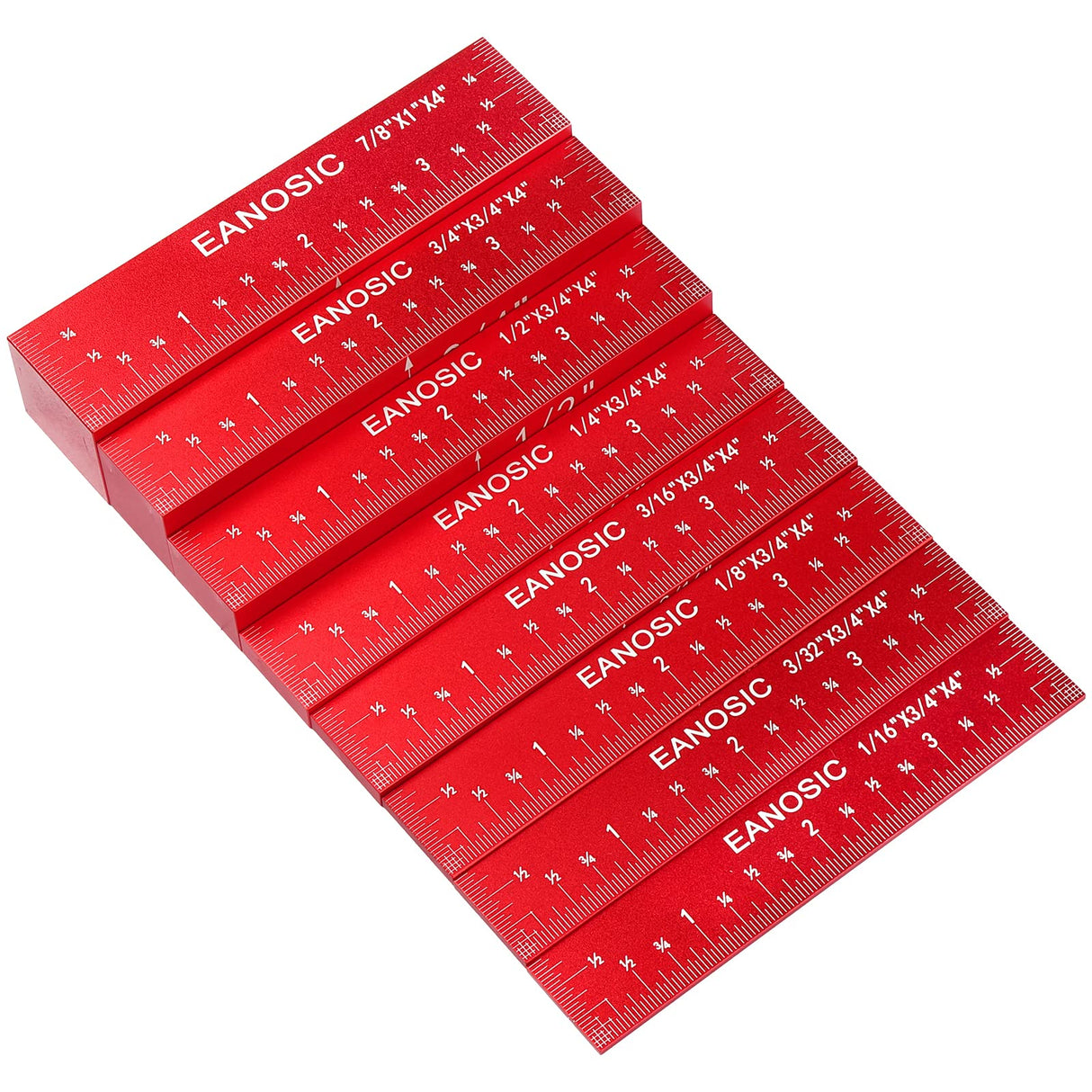 EANOSIC Setup Blocks Height Gauge Set, 8pcs Precision Aluminum Setup Bars for Router and Table Saw Accessories Woodworking Set Up, Bars Include Laser EANOSIC