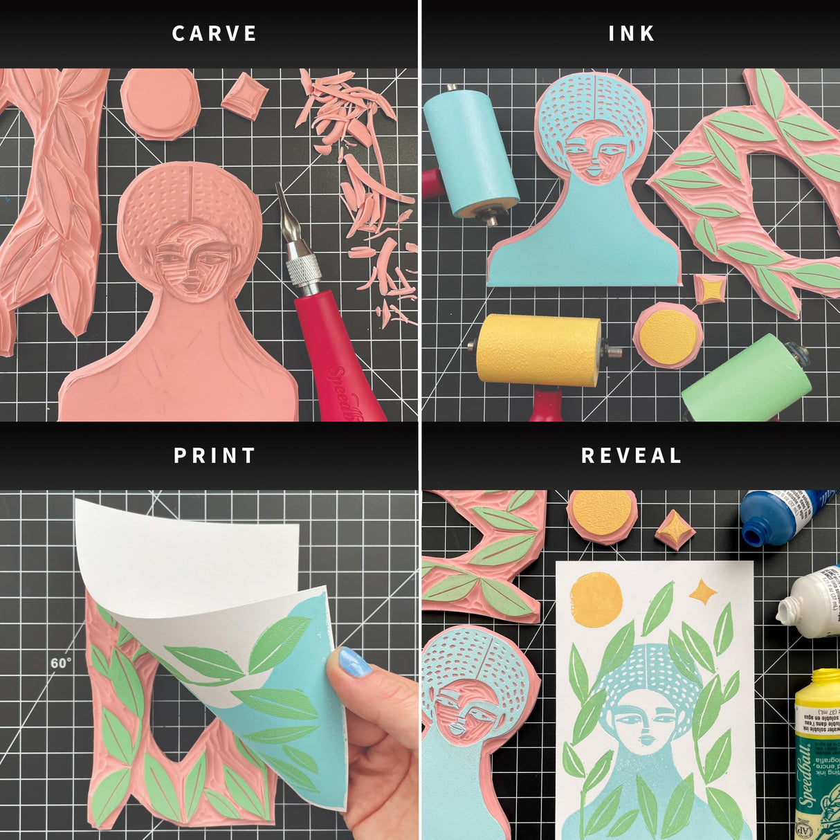 Speedball Water-Soluble Block Printing Ink, 8-Ounce Jar, Black Speedball