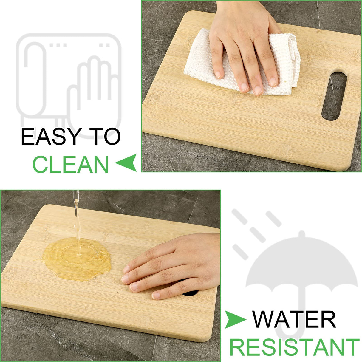 Bamboo Cutting Board Set of 12 Wood Chopping Boards with Handle Thick Cutting Board Kitchen and Dining Bulk Plain Bamboo Cutting Board for Engraving Eaasty