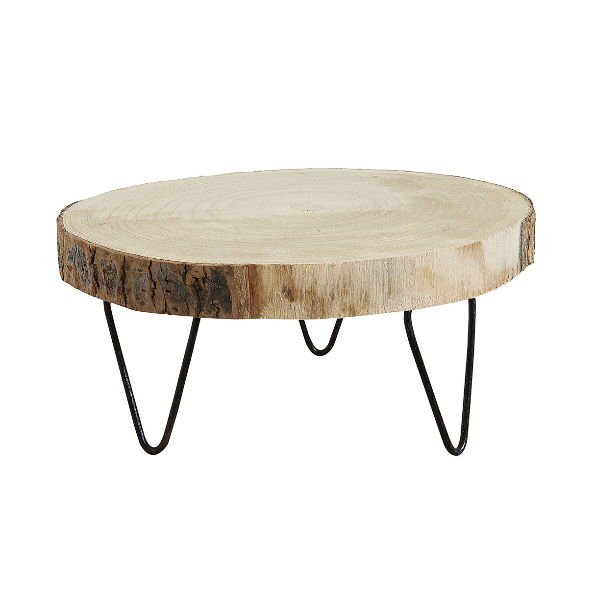 Creative Co-Op Small Paulownia Wood Pedestal with Metal Legs Creative Co-Op
