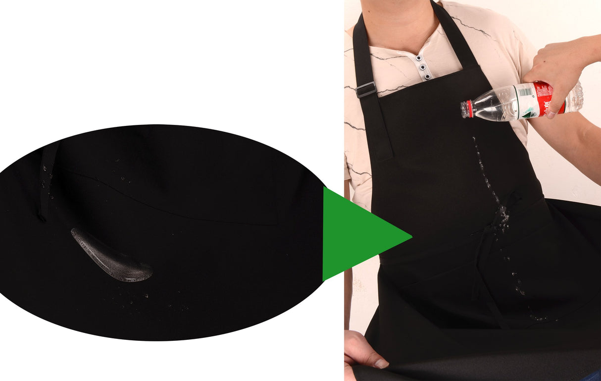 SEW UR LIFE Black Professional Resist Water Adjustable Extra Long Bib Apron 3 Pockets Home Kitchen Garden Restaurant Cafe Bar Pub Bakery for Cooking SEW UR LIFE